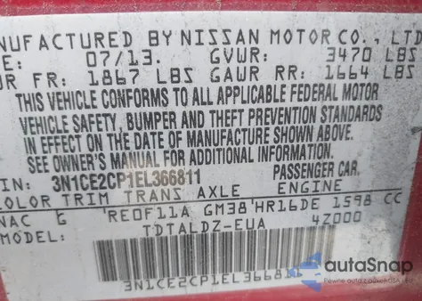 2014 Nissan Versa Note Sv z USA, uszkodzony, nr VIN 3N1CE2CP1EL366811